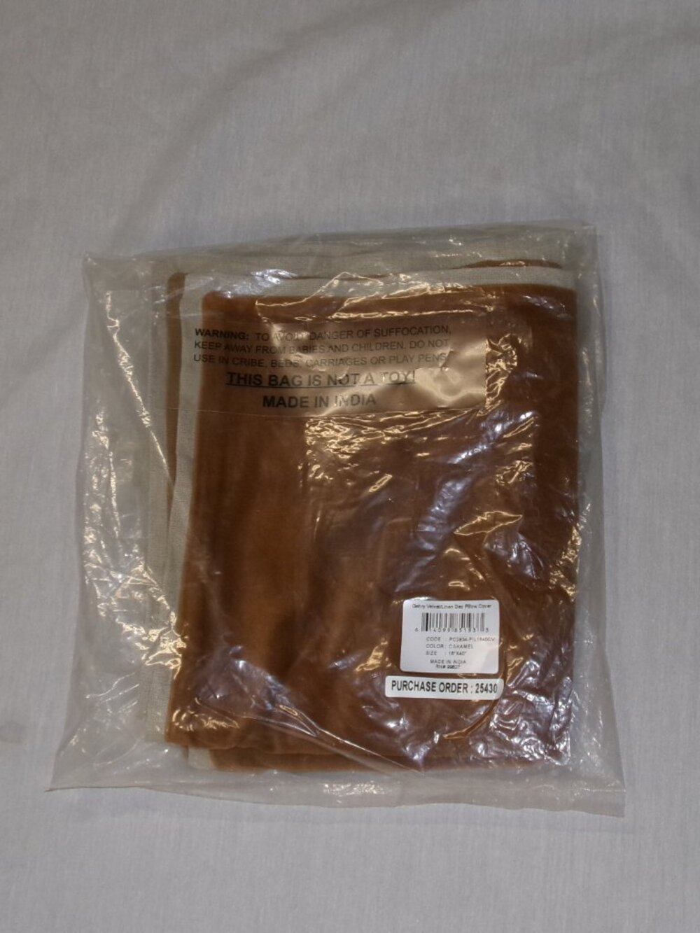 NEW Annie Selke MARIE FLANIGAN Gehry Velvet Linen CARAMEL 16"x40" Pillow Sham